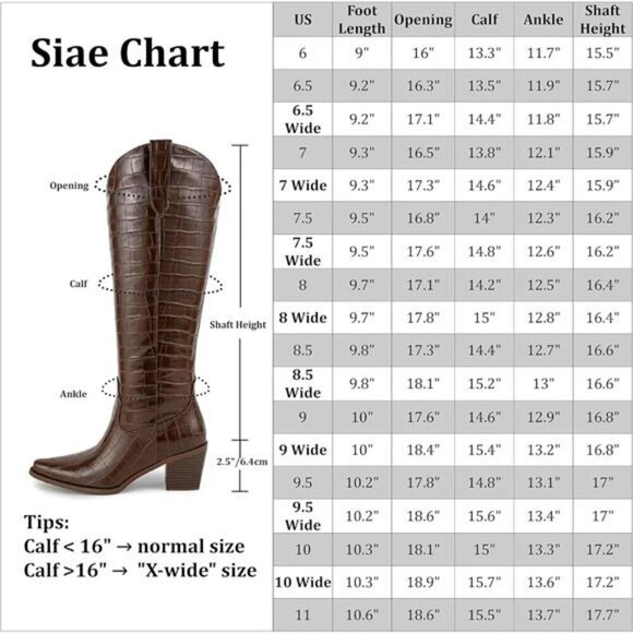 NEW Western Cowboy Boots for Women - Knee High Wide Calf Cowgirl Boots - Picture 5 of 6